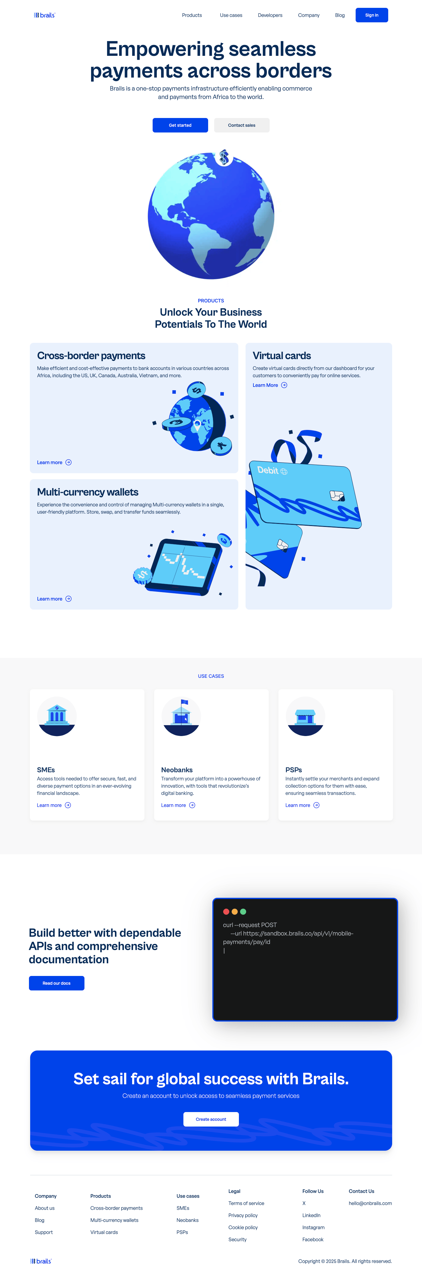 brails landing page